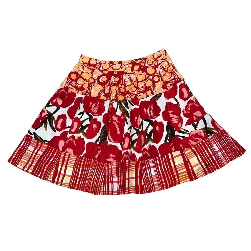 Peter Nygard Tulip Print Pleated Mini Skirt Size 6